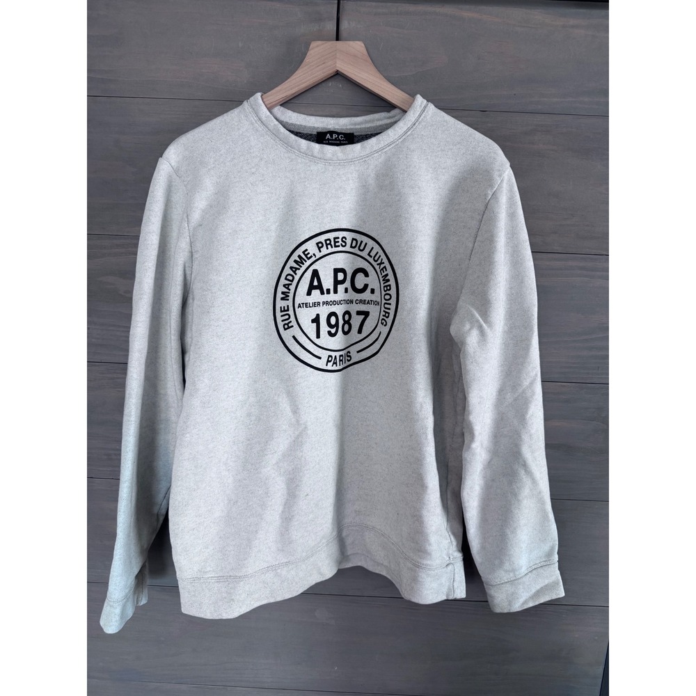 APC Rue Madame Paris 1987 Sweatshirt Mens XL Grey Cotton Graphic Pullover
